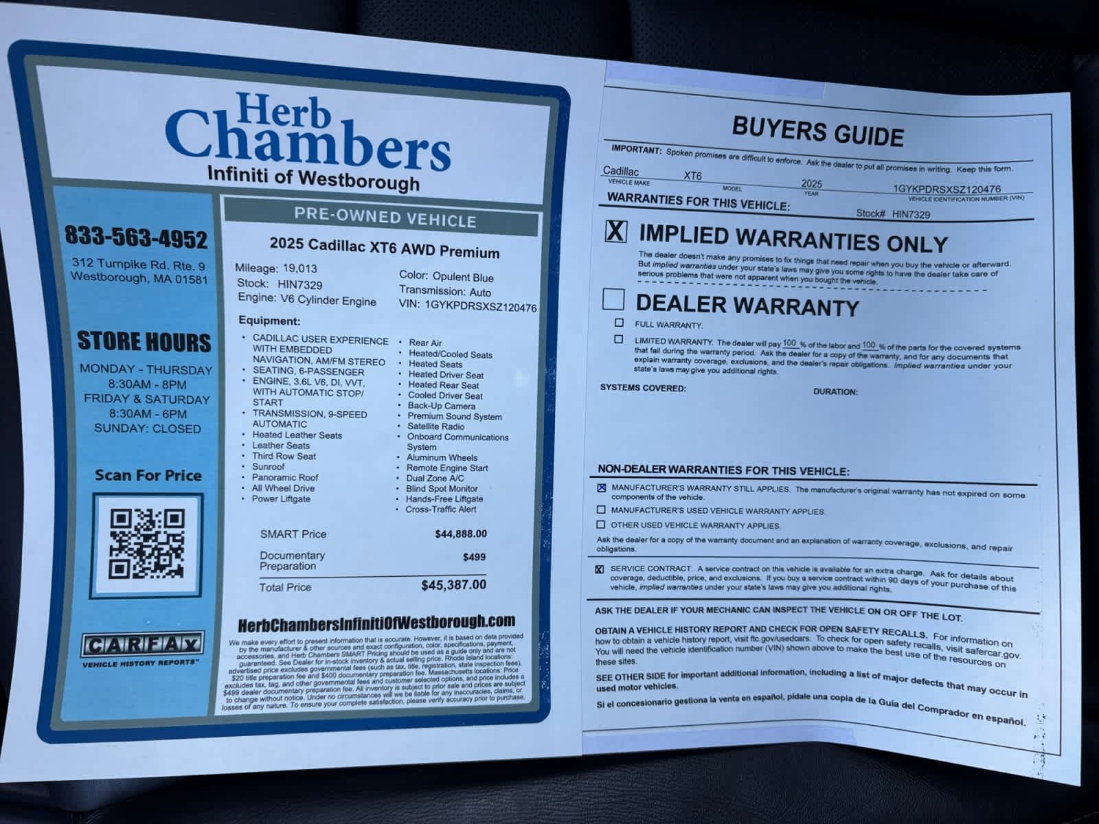 used 2025 Cadillac XT6 car, priced at $44,888