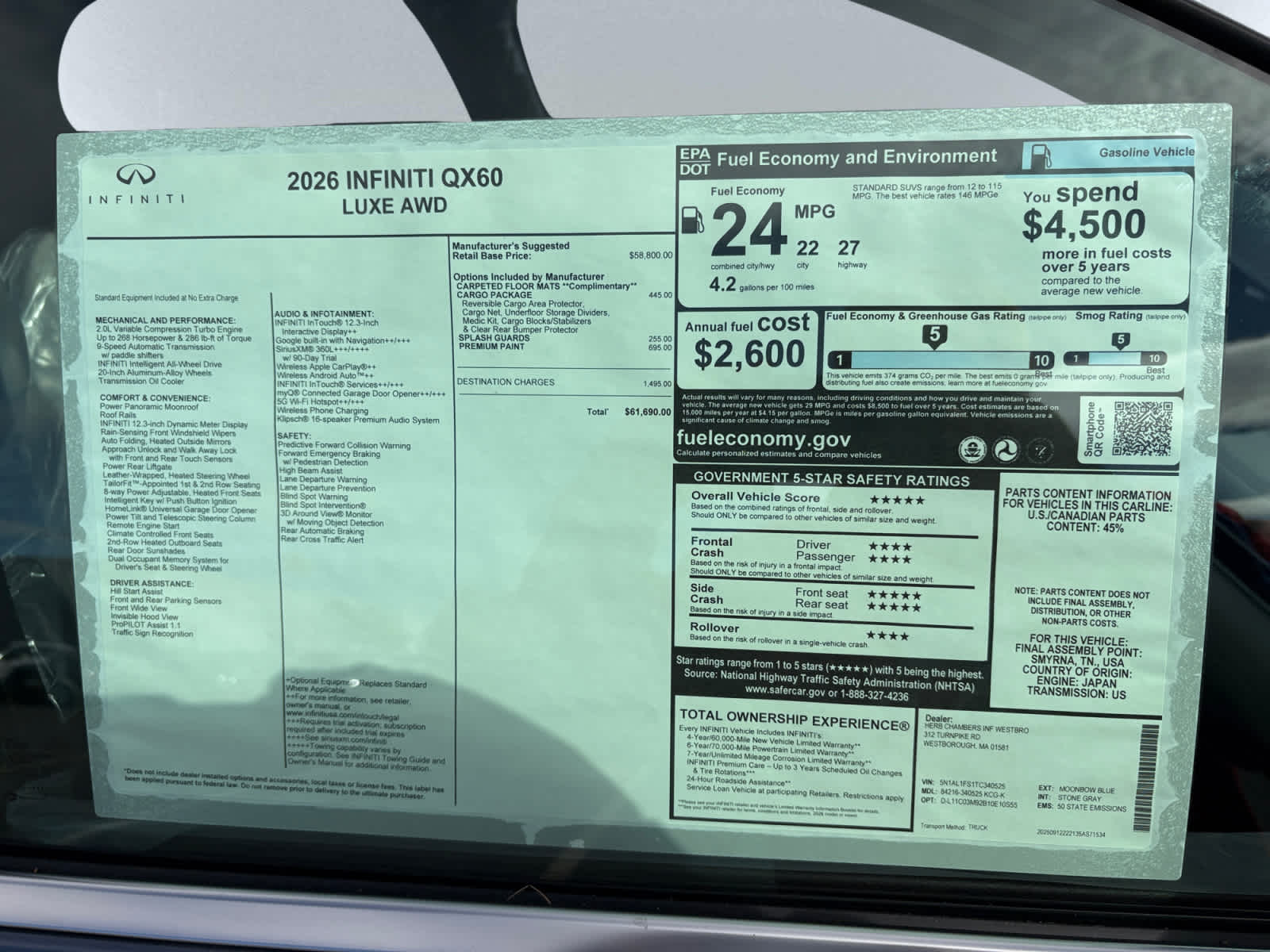 new 2026 INFINITI QX60 car, priced at $61,690