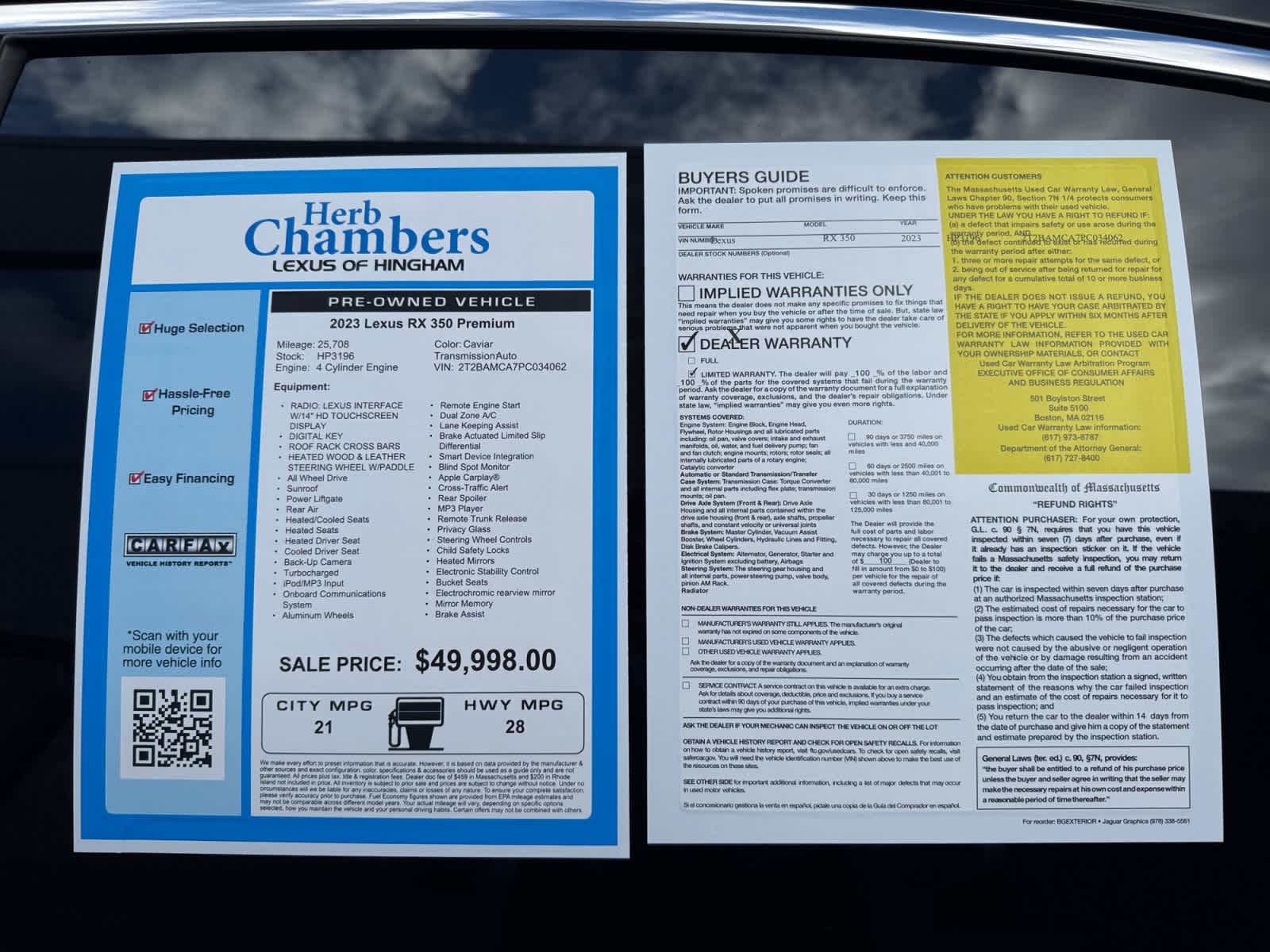 used 2023 Lexus RX 350 car, priced at $49,598