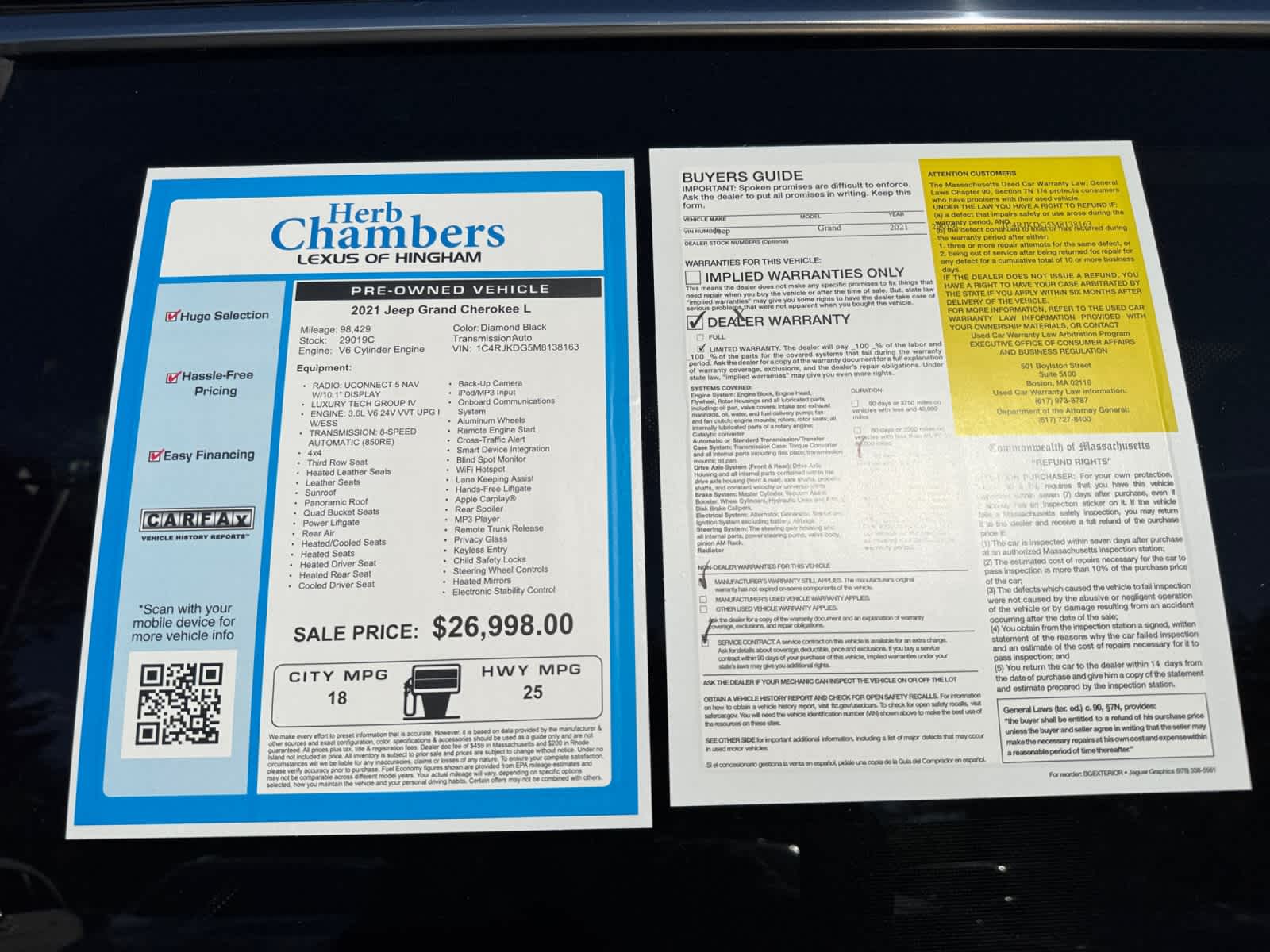 used 2021 Jeep Grand Cherokee L car, priced at $25,498