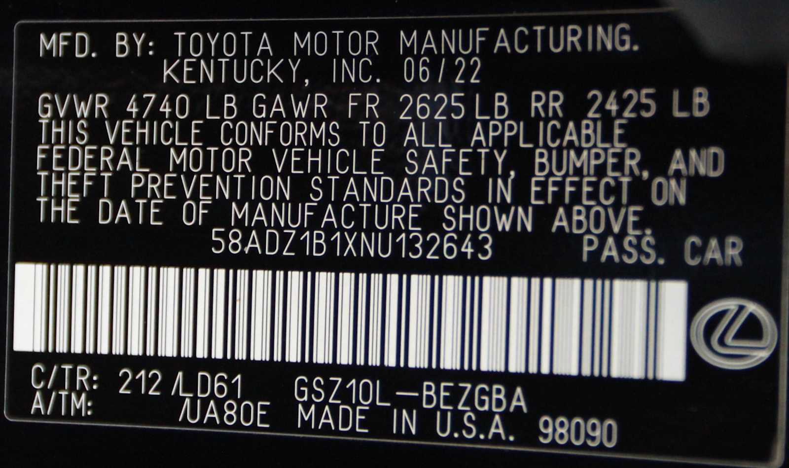 used 2022 Lexus ES 350 car, priced at $36,497