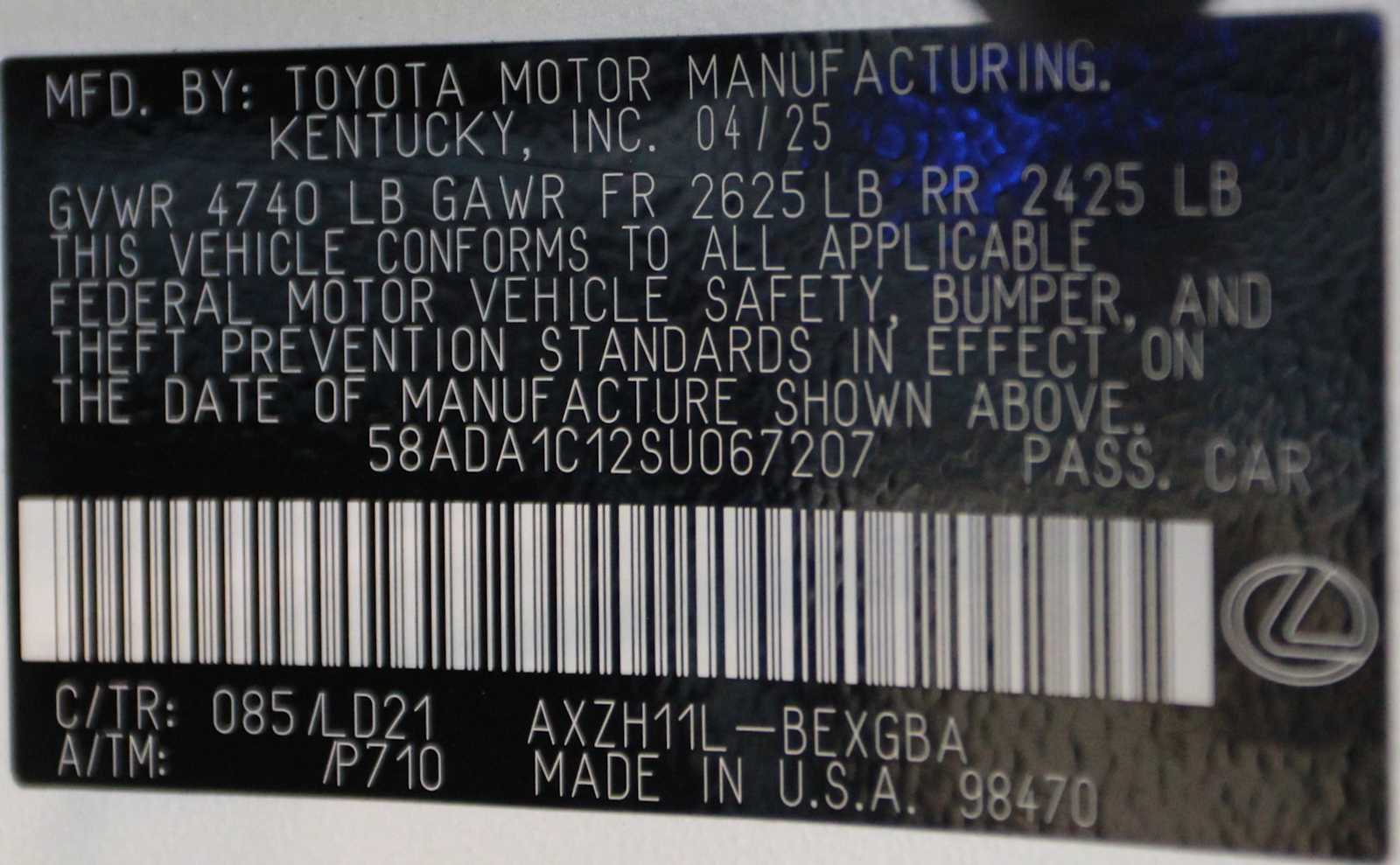 new 2025 Lexus ES 300h car, priced at $50,434