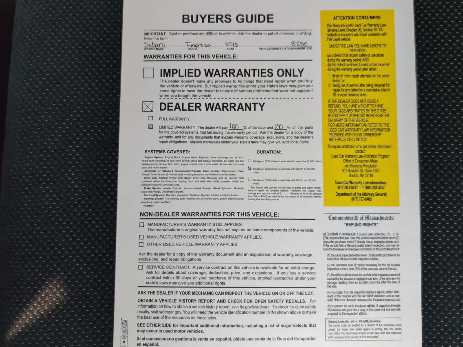 used 2015 Subaru Impreza car, priced at $12,998