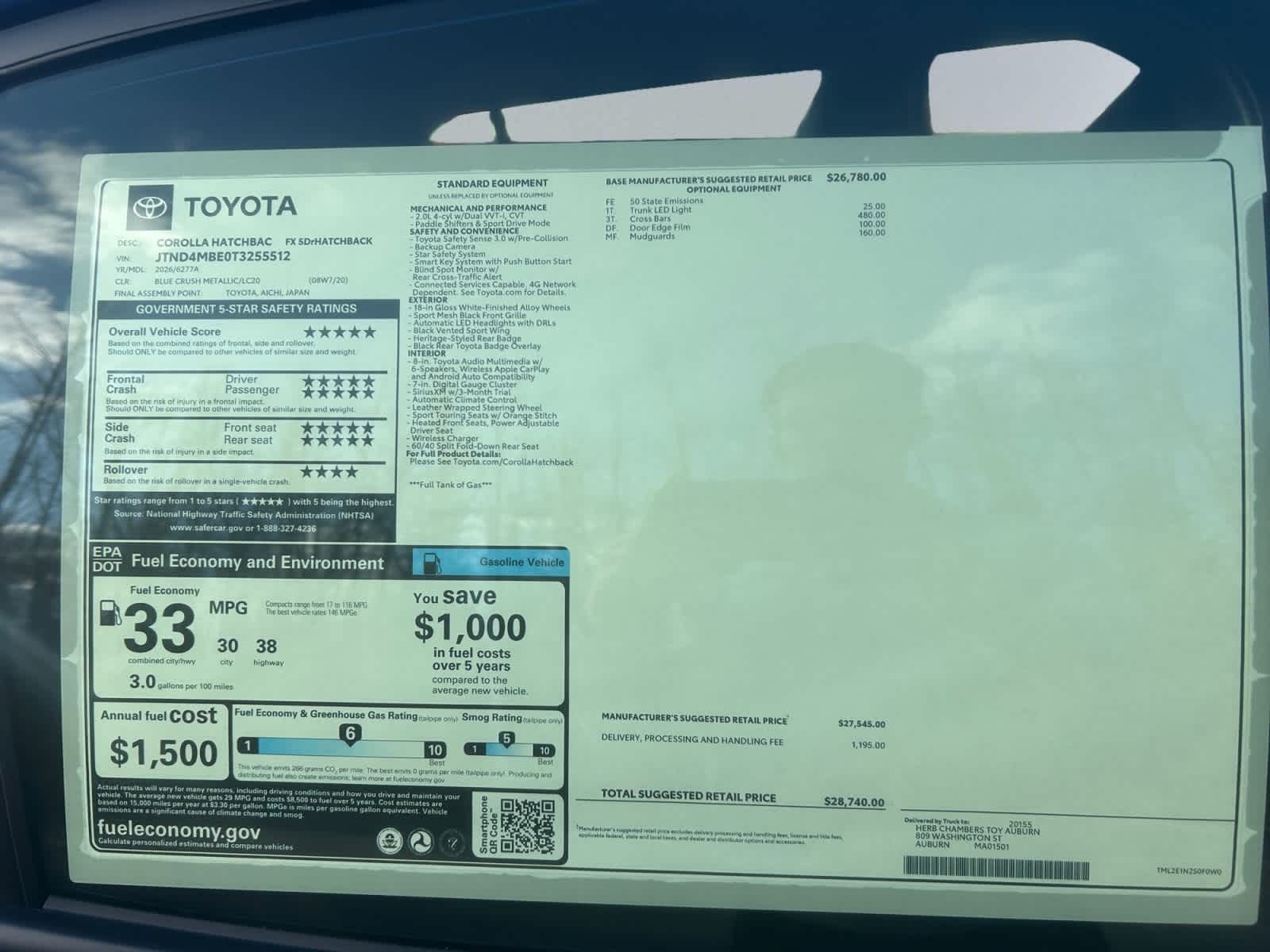 new 2026 Toyota Corolla Hatchback car, priced at $28,740