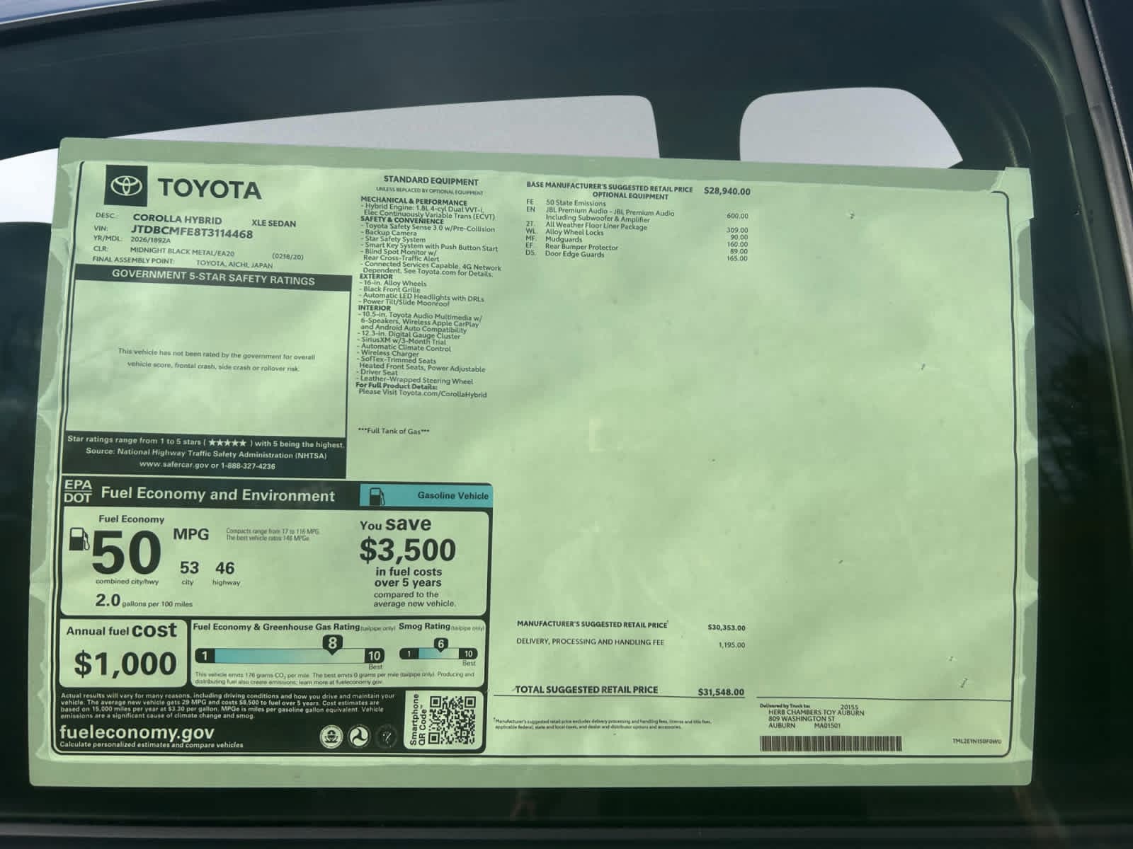 new 2026 Toyota Corolla Hybrid car, priced at $31,548