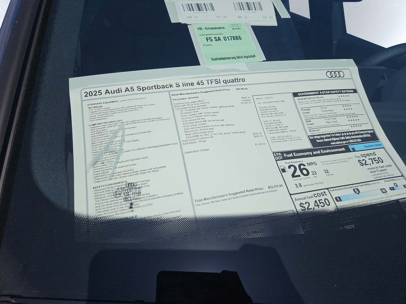 new 2025 Audi A5 car, priced at $52,575