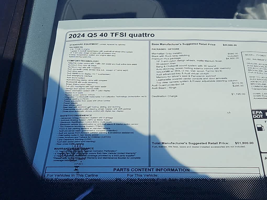 new 2024 Audi Q5 car, priced at $51,800