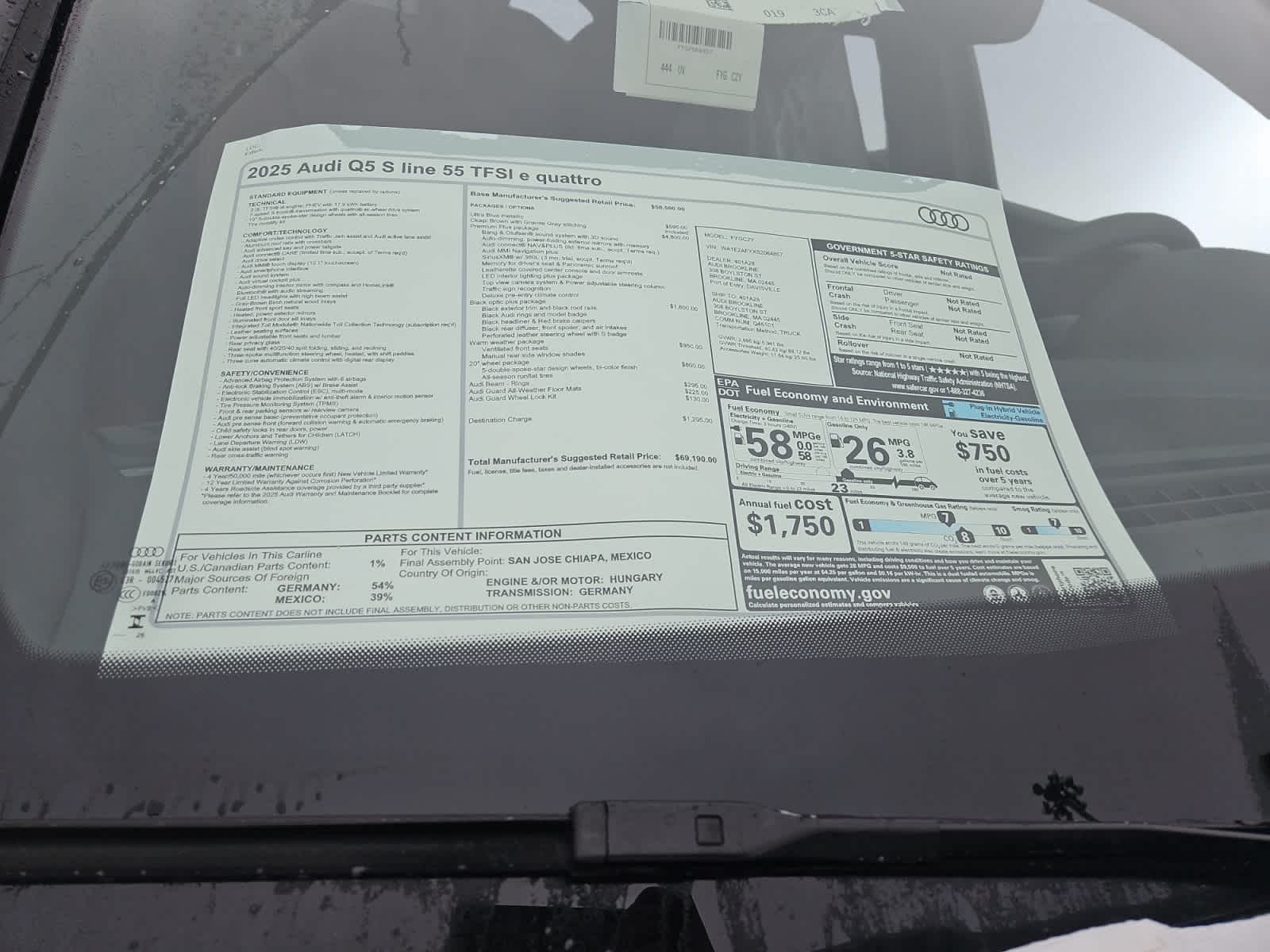 new 2025 Audi Q5 e car, priced at $69,190