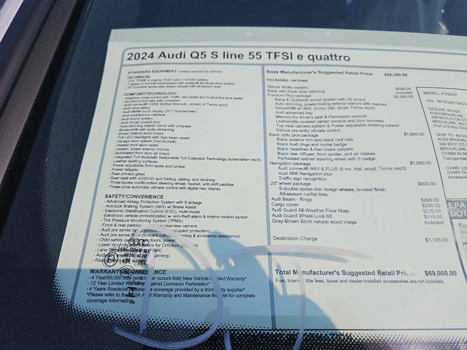 new 2024 Audi Q5 e car, priced at $69,000