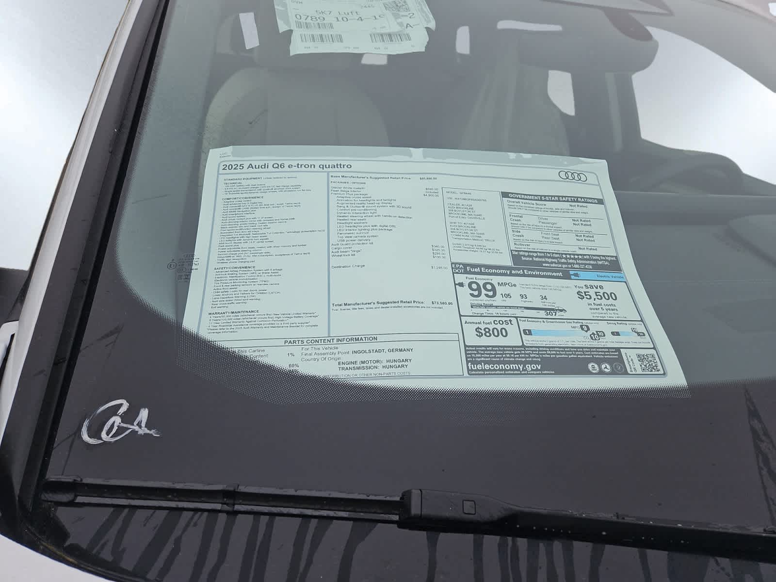 new 2025 Audi Q6 e-tron car, priced at $73,580