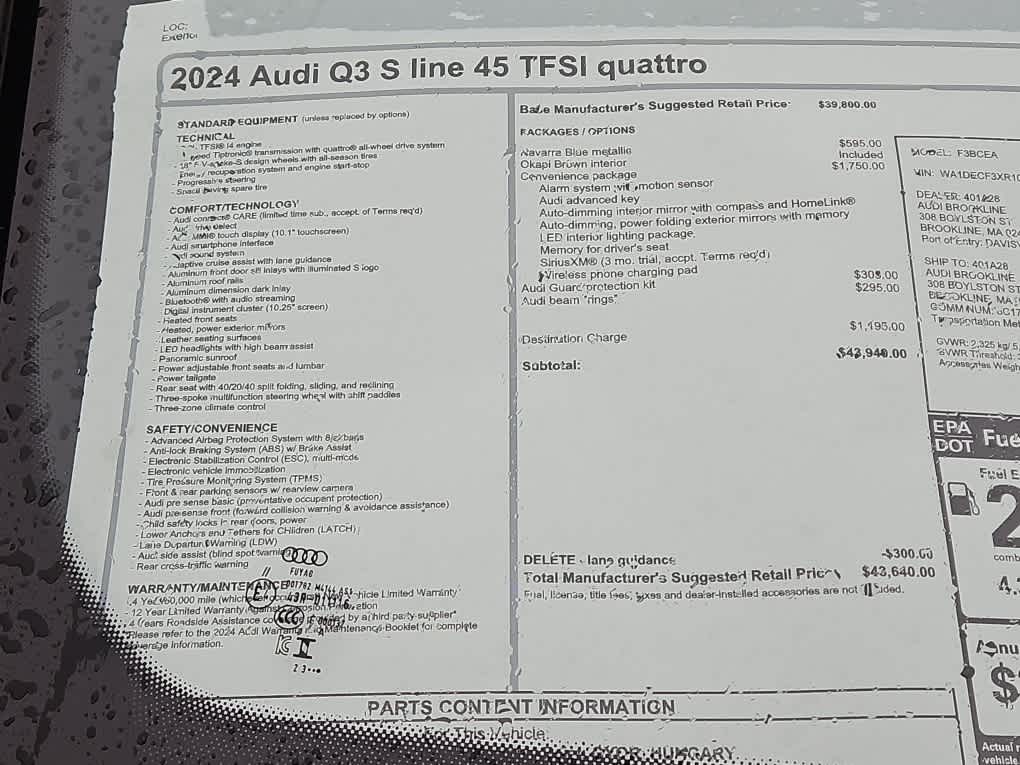 new 2024 Audi Q3 car, priced at $43,640