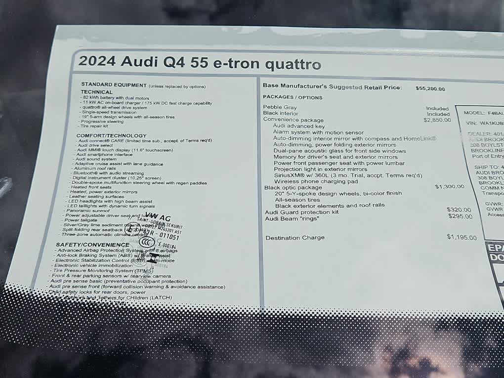 new 2024 Audi Q4 e-tron car, priced at $61,160