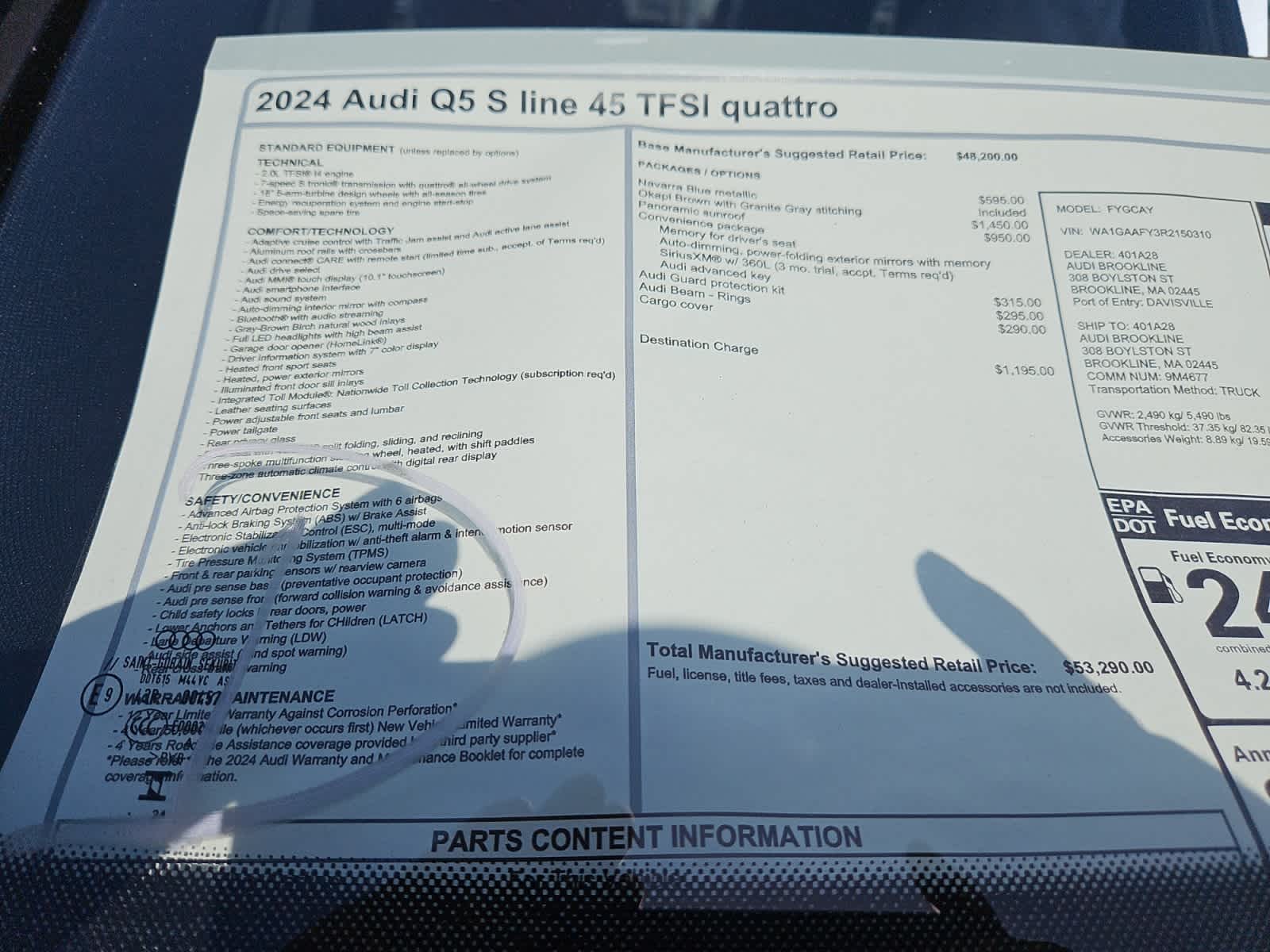 new 2024 Audi Q5 car, priced at $53,290