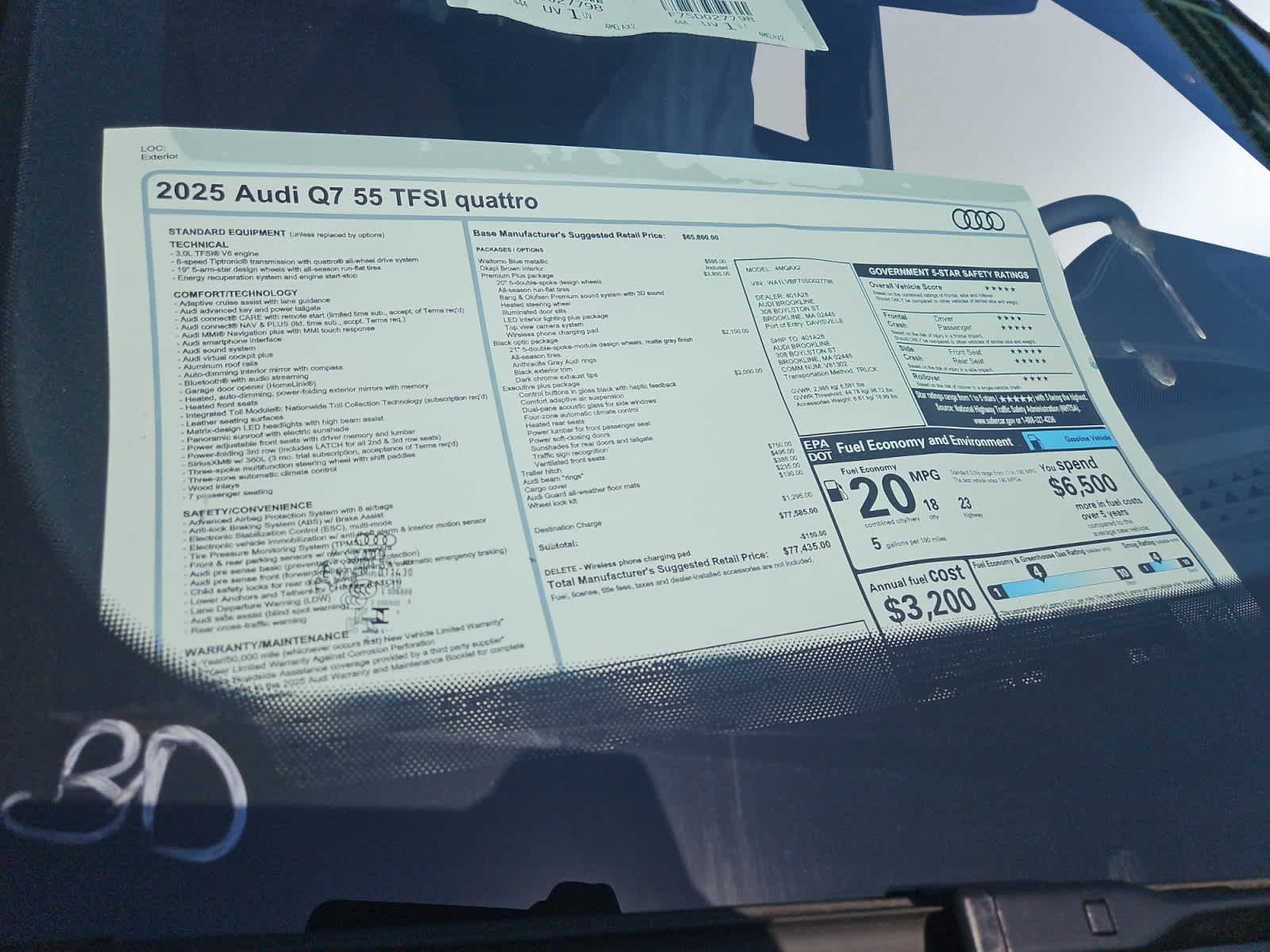 new 2025 Audi Q7 car, priced at $77,435