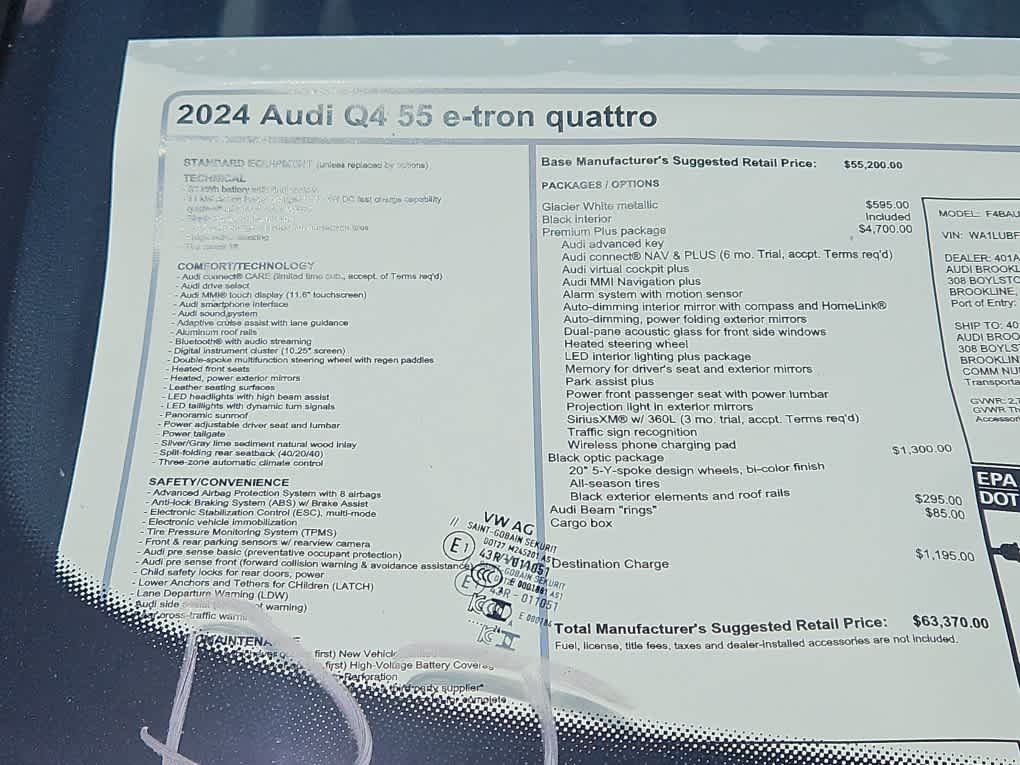 new 2024 Audi Q4 e-tron car, priced at $63,370