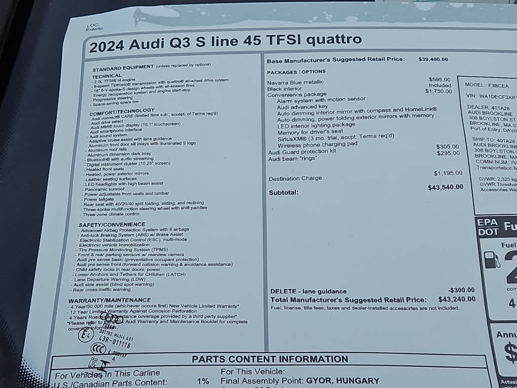 new 2024 Audi Q3 car, priced at $43,240