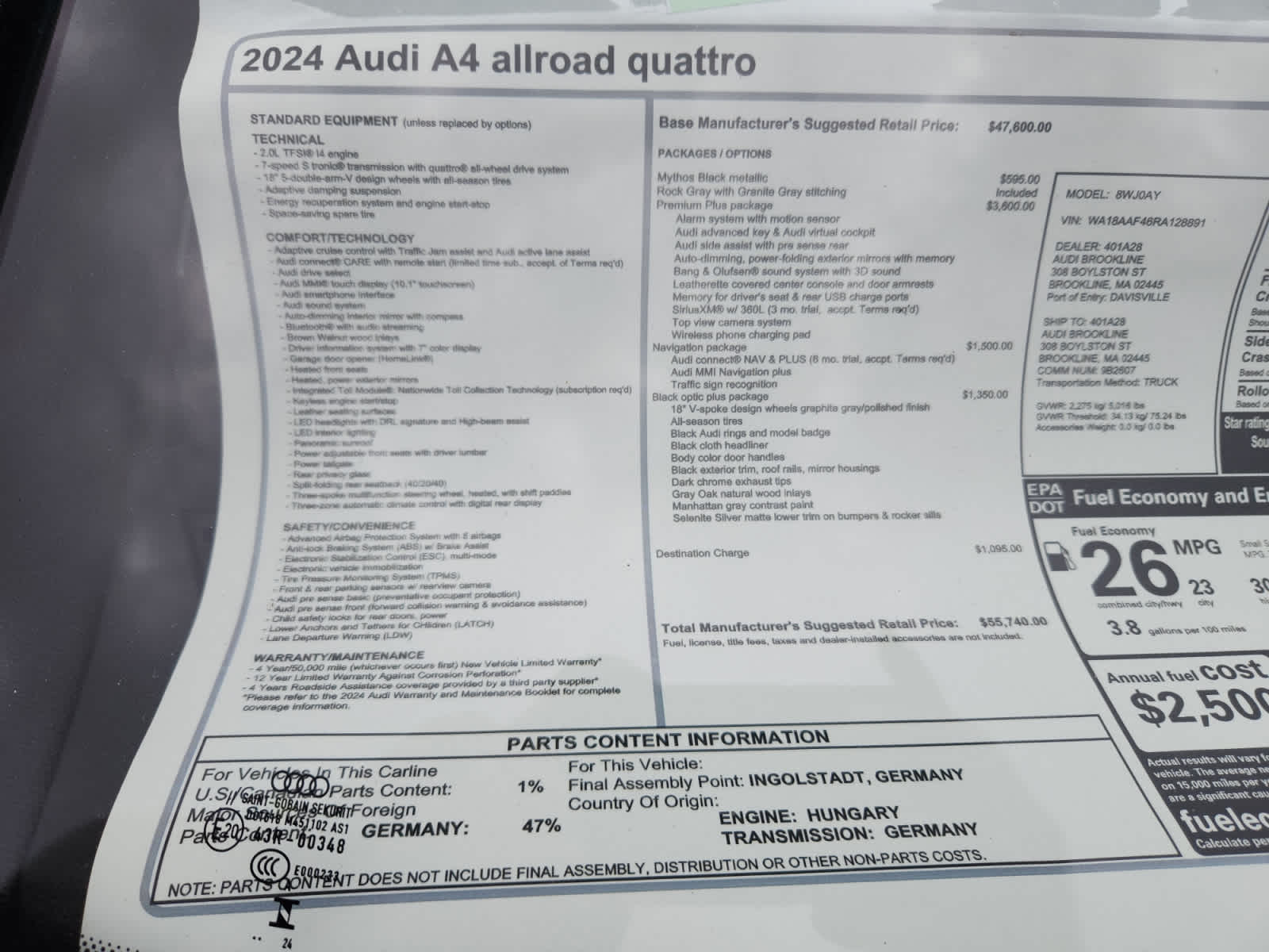 new 2024 Audi A4 allroad car, priced at $55,740