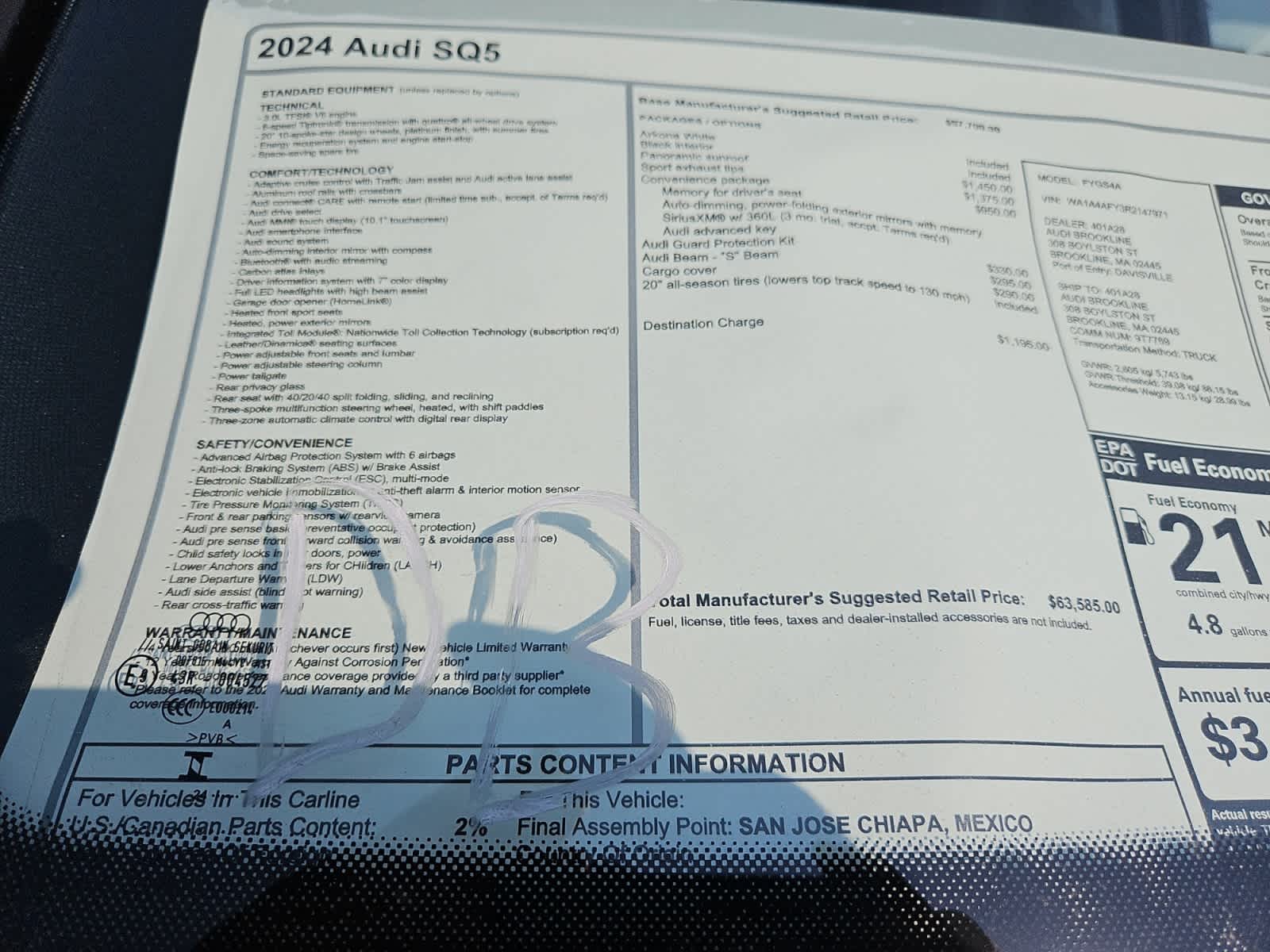 new 2024 Audi SQ5 car, priced at $63,585