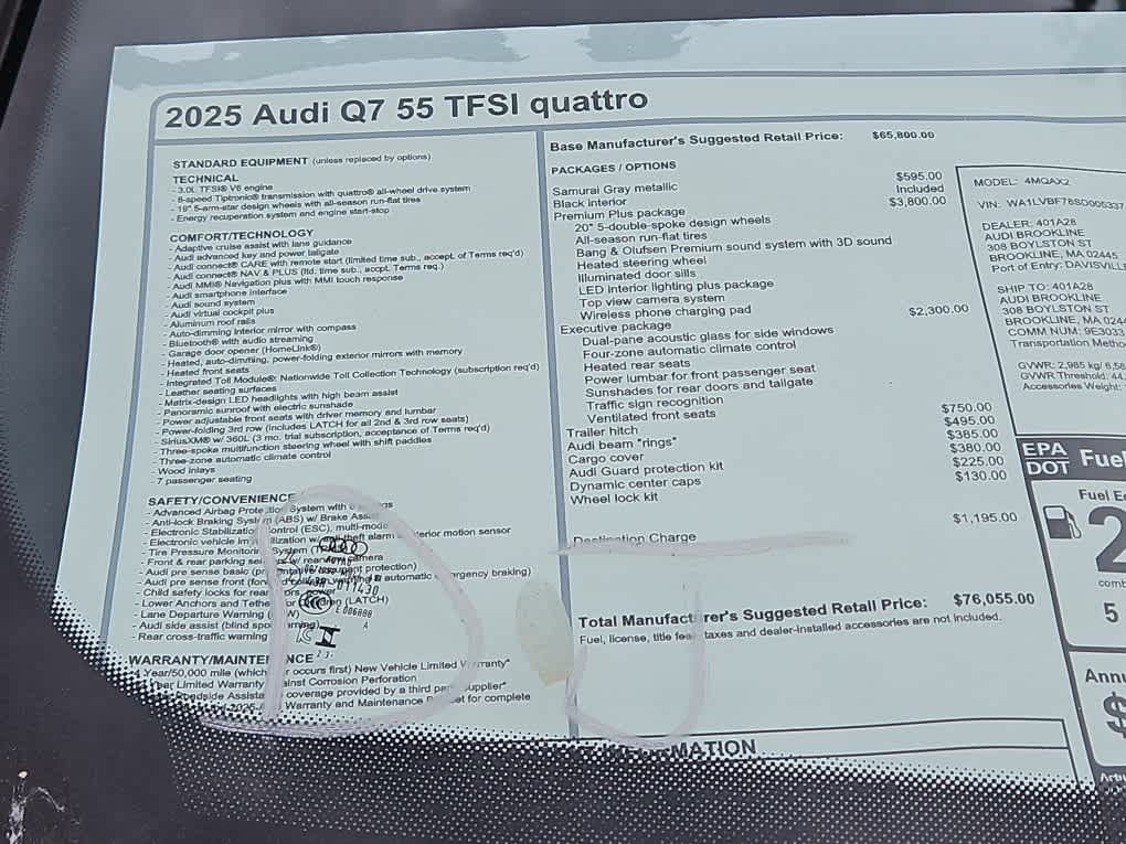 new 2025 Audi Q7 car, priced at $76,055