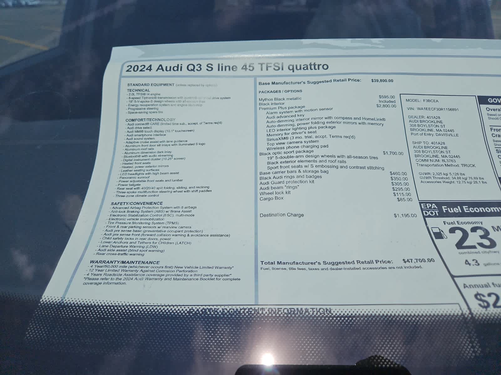 new 2024 Audi Q3 car, priced at $47,700