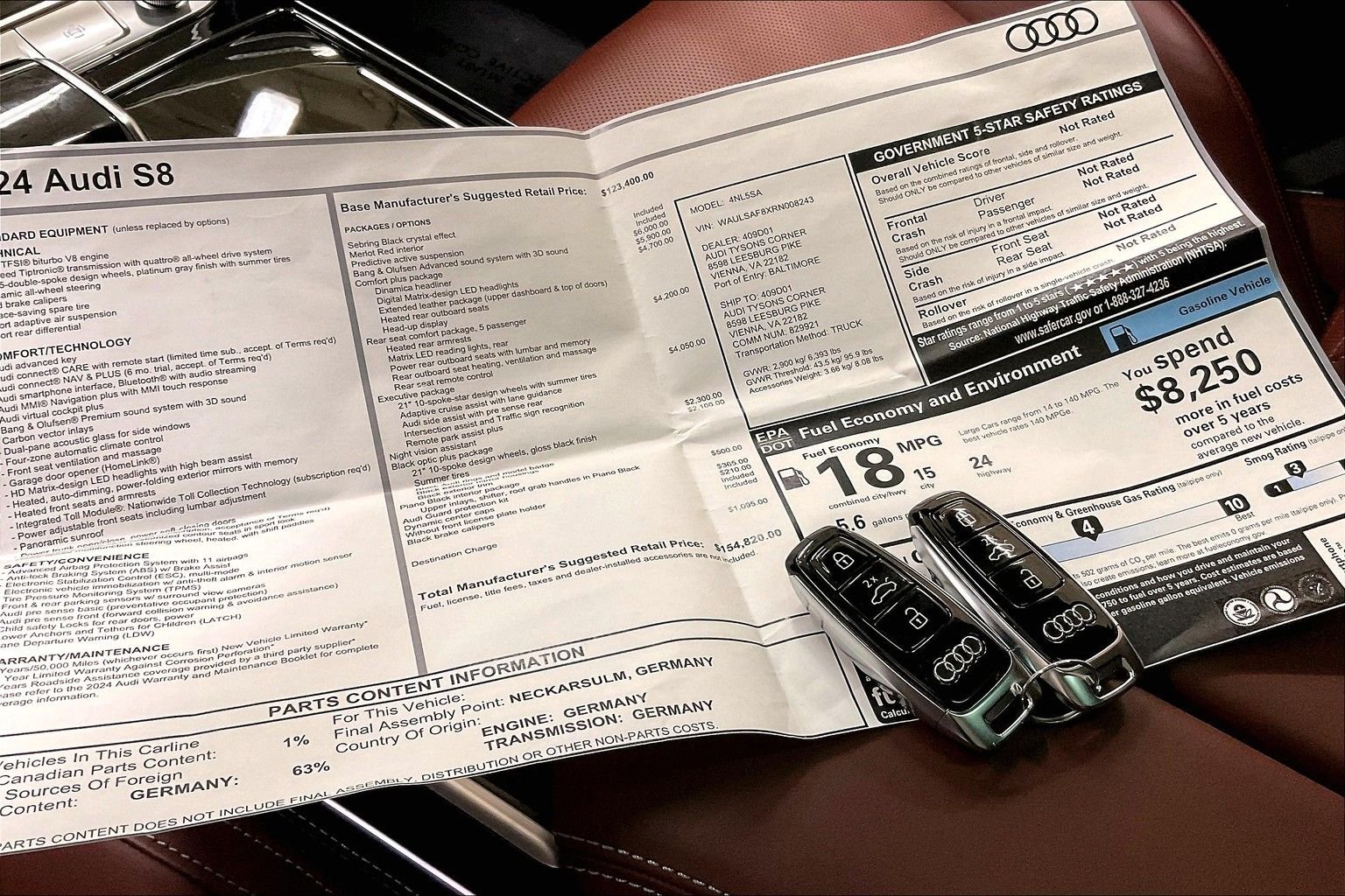 used 2024 Audi S8 car, priced at $104,991