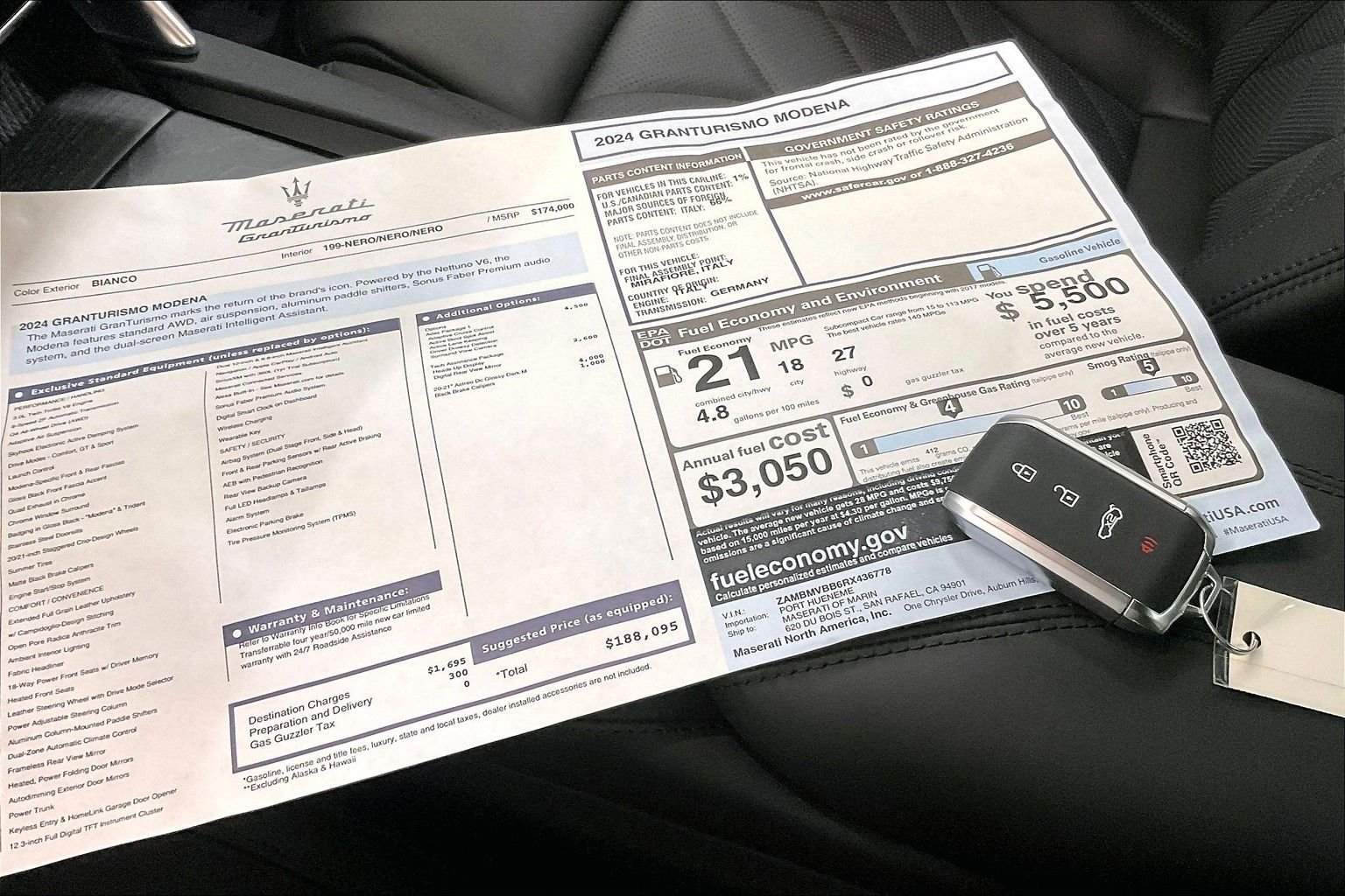new 2024 Maserati Gran Turismo Modena car, priced at $152,095
