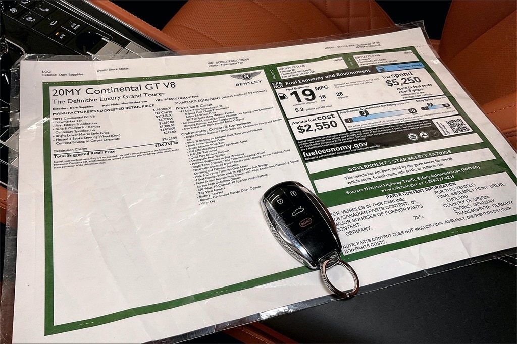 used 2020 Bentley Continental GT car, priced at $157,496