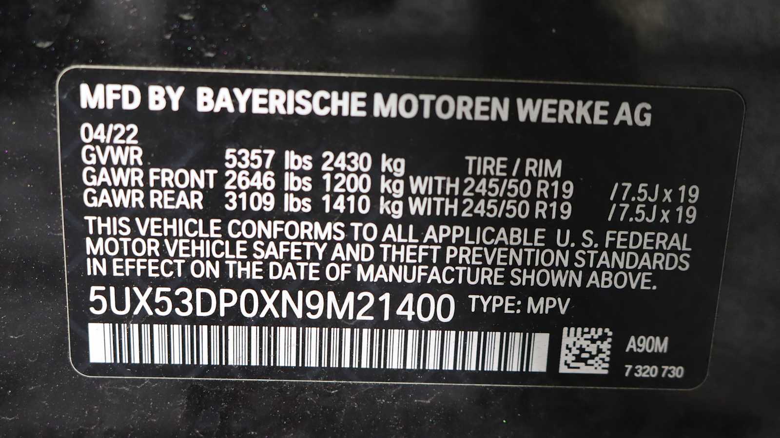 used 2022 BMW X3 car, priced at $37,598