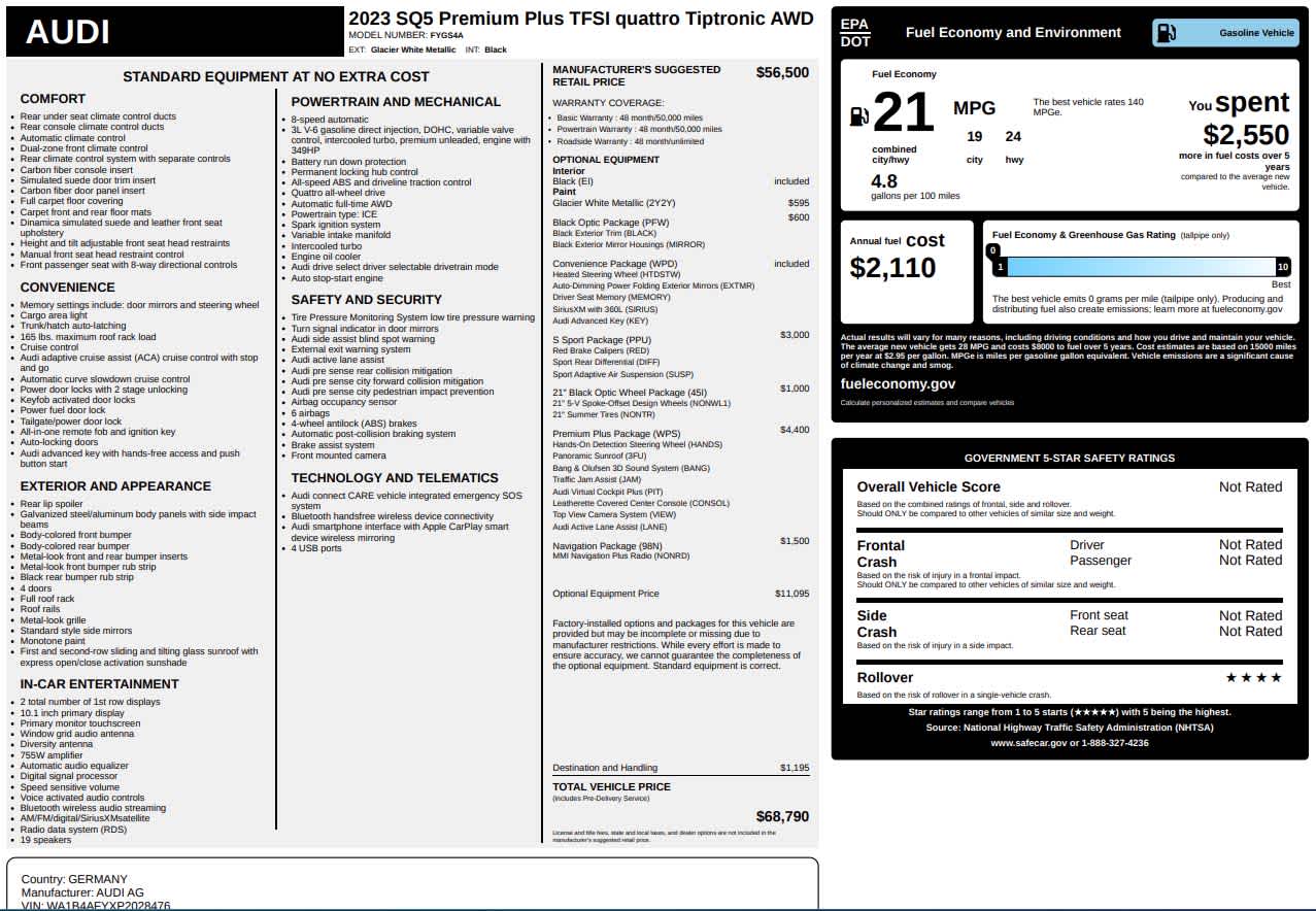 used 2023 Audi SQ5 car, priced at $42,898