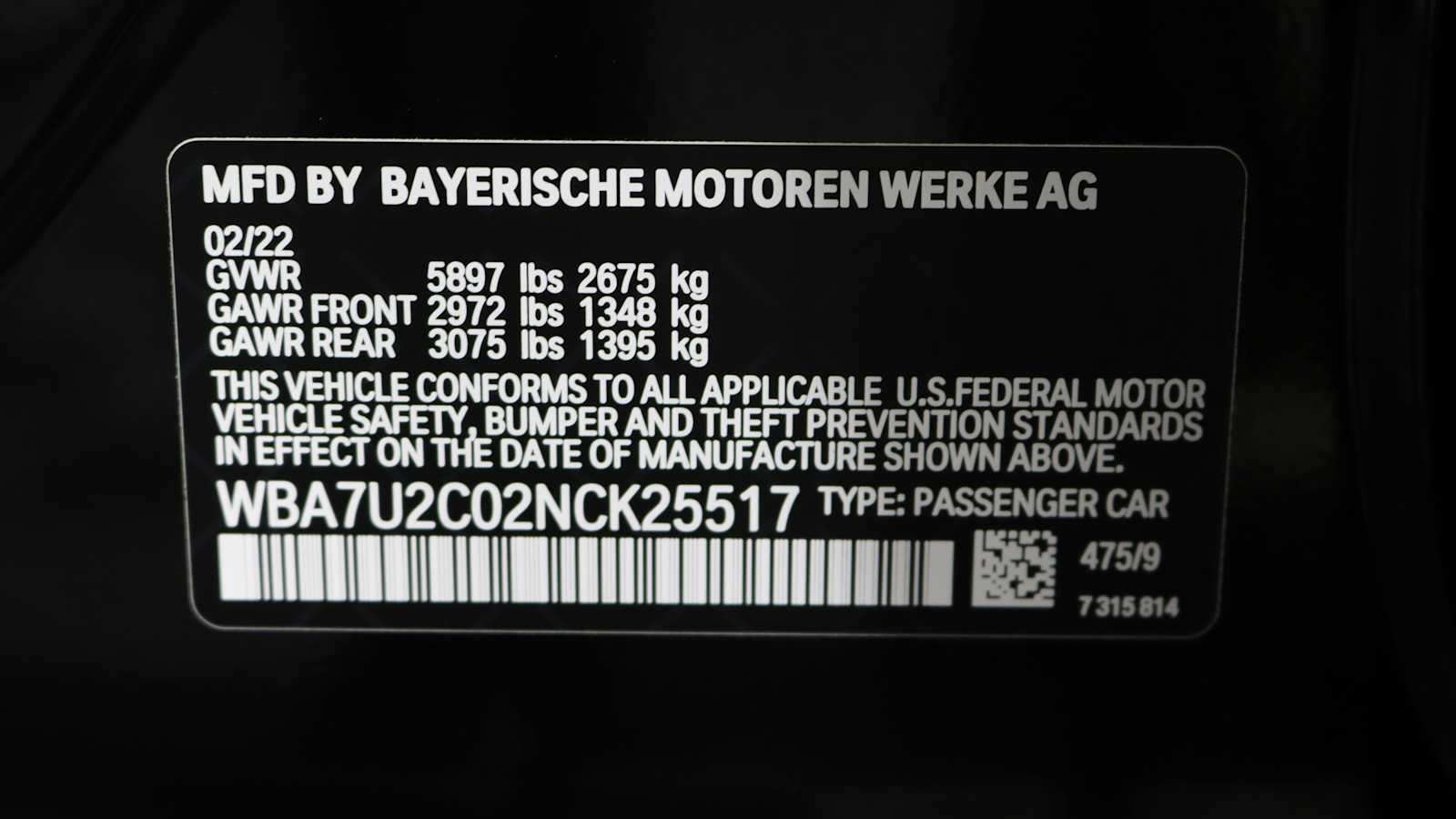 used 2022 BMW 750i car, priced at $54,698
