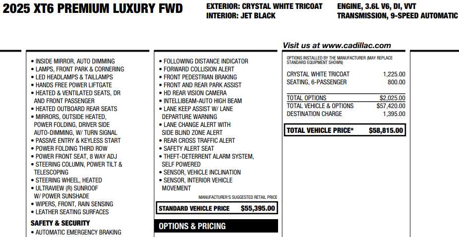 used 2025 Cadillac XT6 car, priced at $50,998