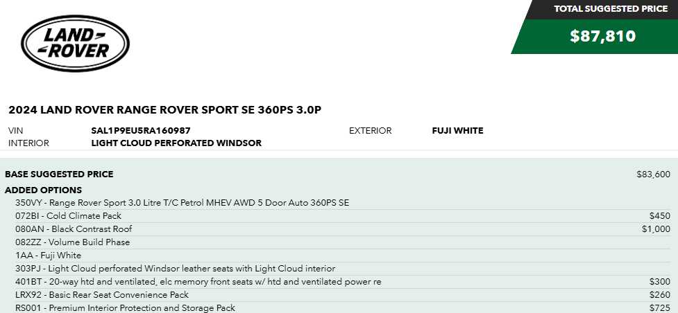 used 2024 Land Rover Range Rover Sport car, priced at $78,998