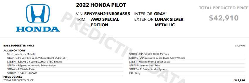 used 2022 Honda Pilot car, priced at $32,888