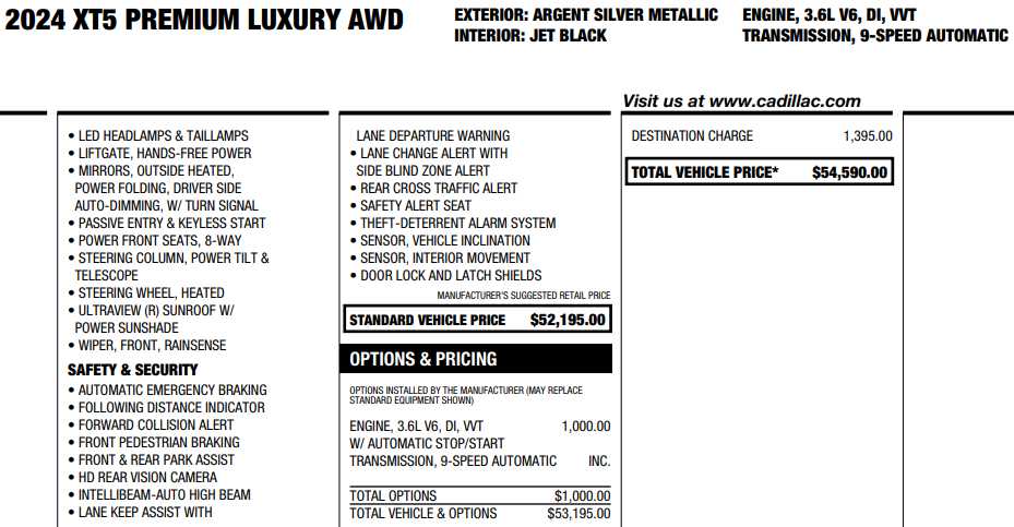 used 2024 Cadillac XT5 car, priced at $46,998