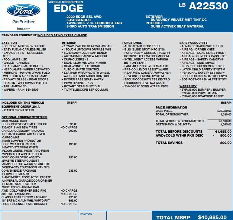 used 2020 Ford Edge car, priced at $20,998