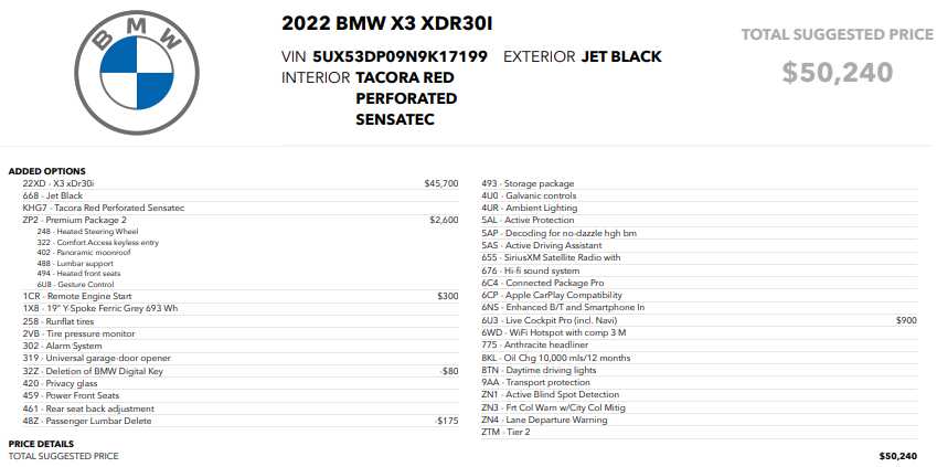 used 2022 BMW X3 car, priced at $36,888