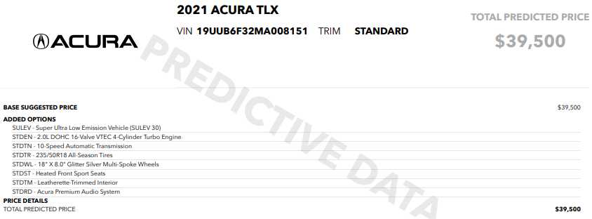 used 2021 Acura TLX car, priced at $28,998