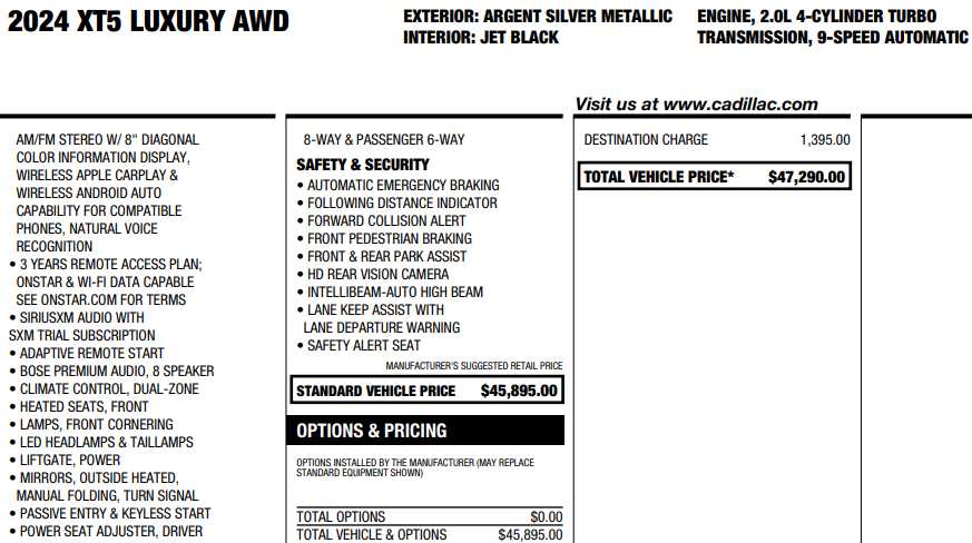 used 2024 Cadillac XT5 car, priced at $38,998