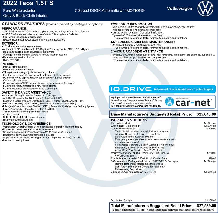 used 2022 Volkswagen Taos car, priced at $21,998