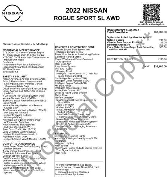 used 2022 Nissan Rogue Sport car, priced at $24,498