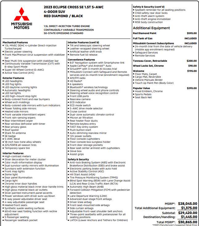 used 2023 Mitsubishi Eclipse Cross car, priced at $21,998