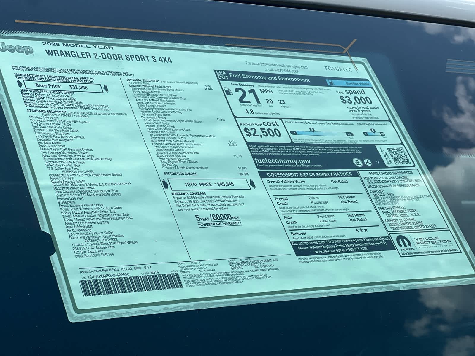new 2025 Jeep Wrangler car, priced at $45,840