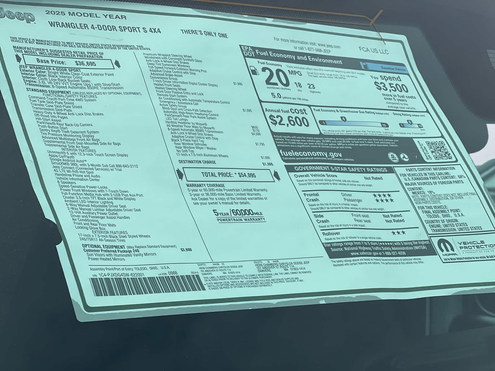 new 2025 Jeep Wrangler car, priced at $54,095