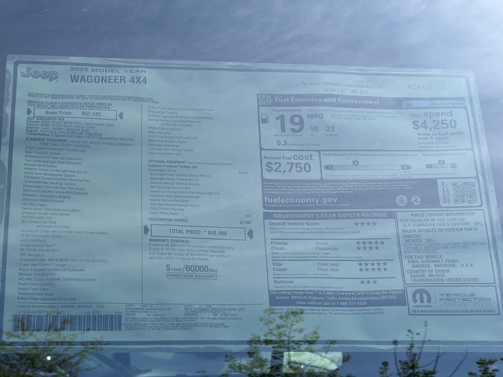 new 2025 Jeep Wagoneer car, priced at $66,480