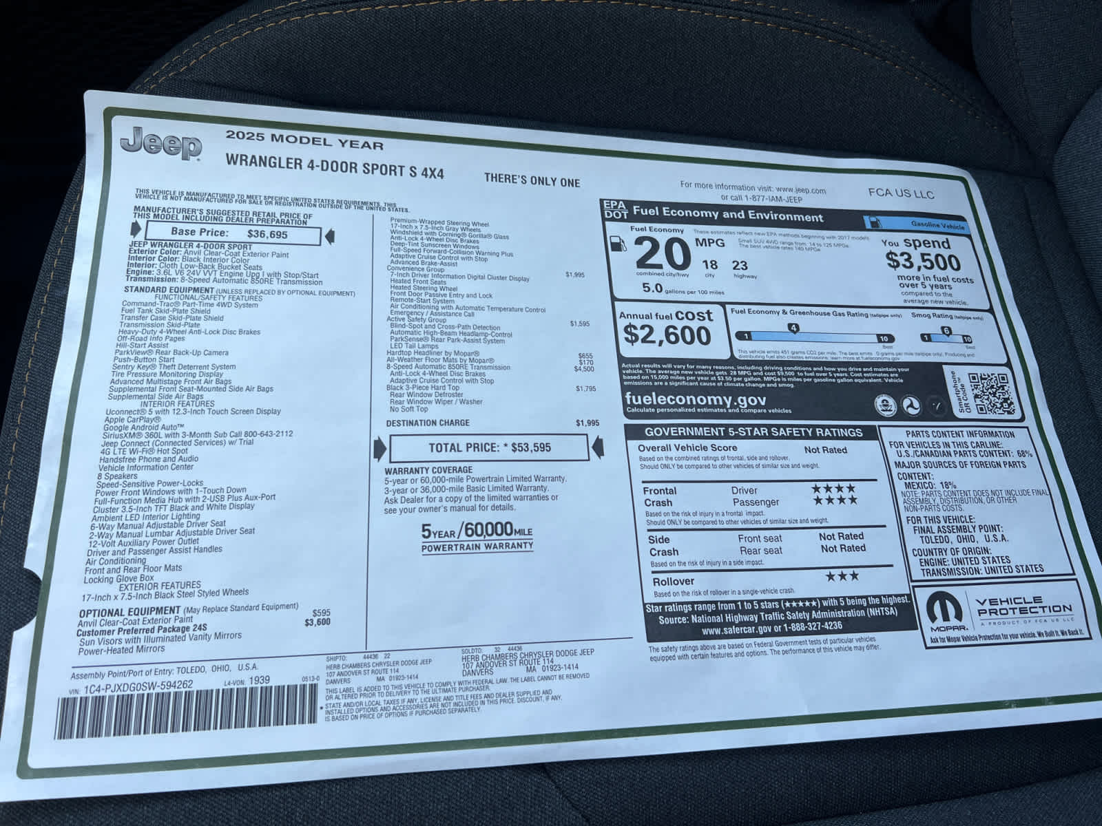 new 2025 Jeep Wrangler car, priced at $53,595