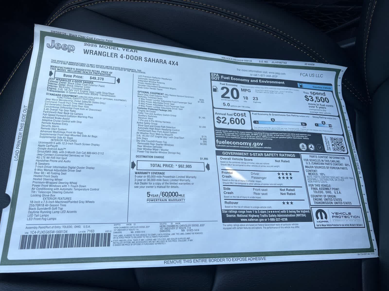 new 2025 Jeep Wrangler car, priced at $62,905