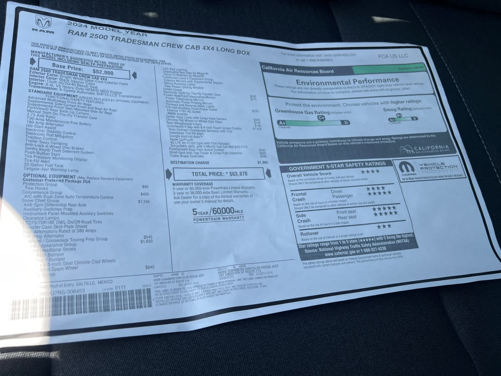 new 2024 Ram 2500 car, priced at $63,870