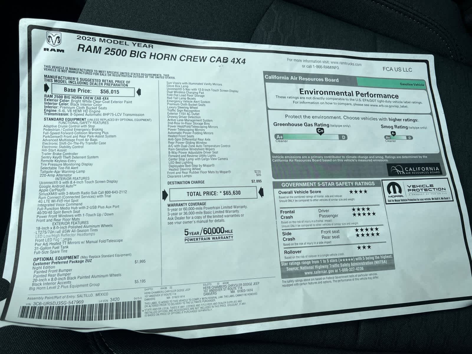 new 2025 Ram 2500 car, priced at $65,630