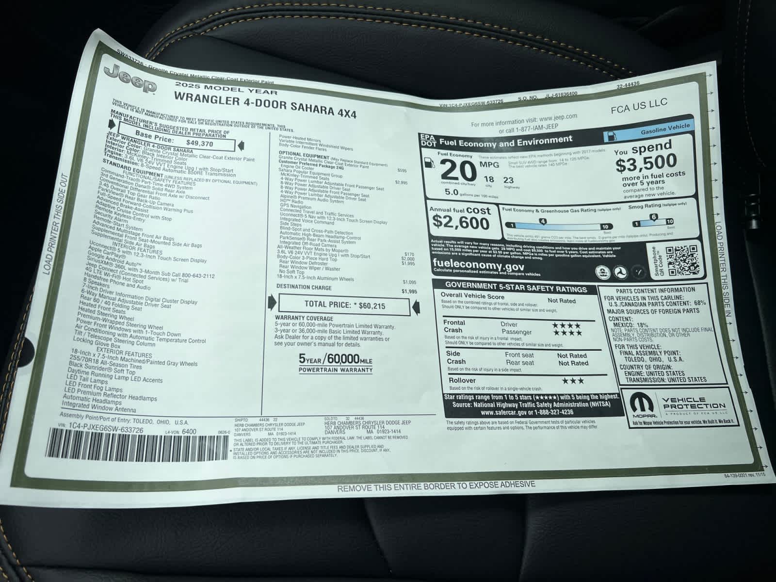 new 2025 Jeep Wrangler car, priced at $60,215