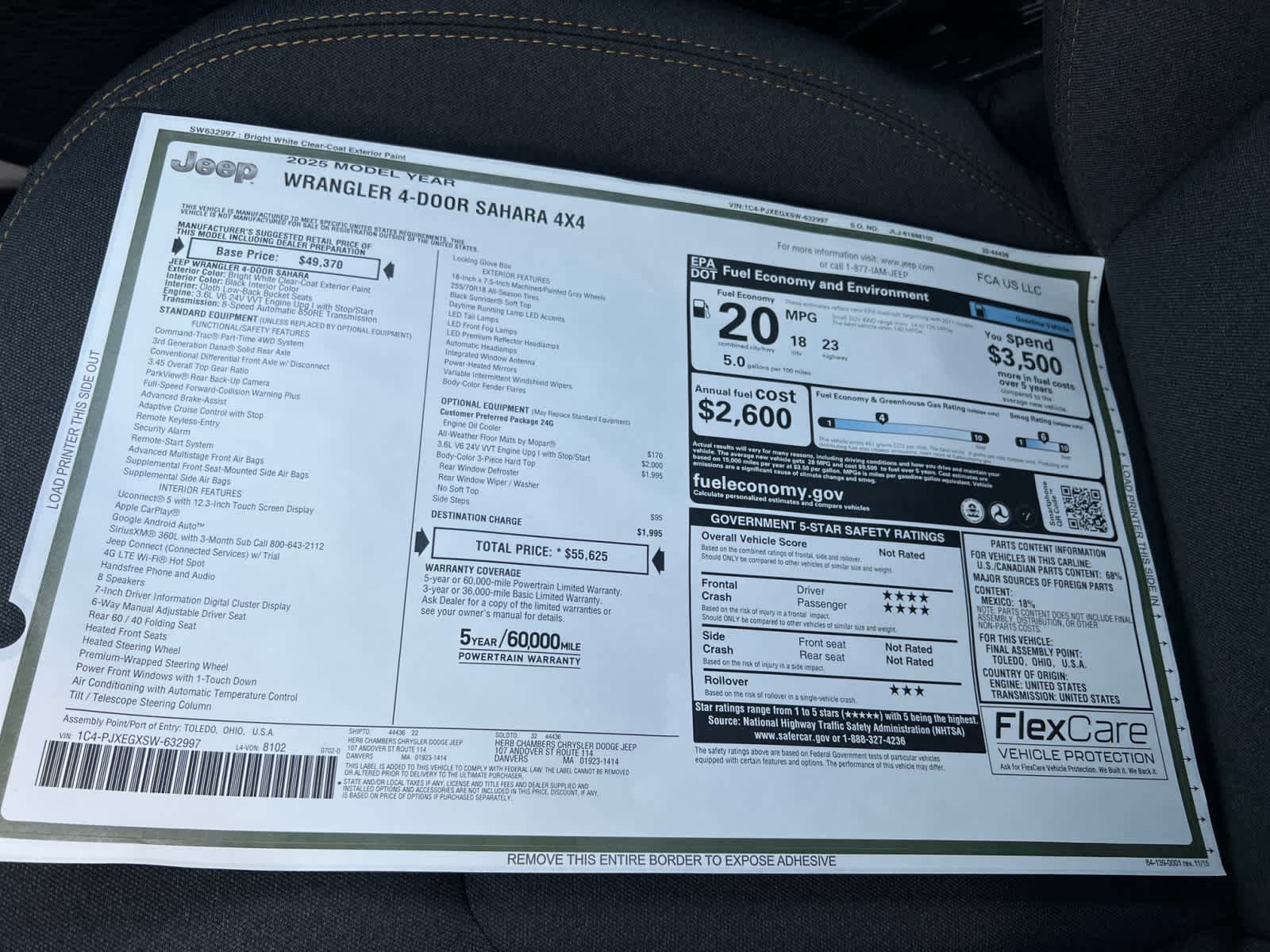 new 2025 Jeep Wrangler car, priced at $55,625